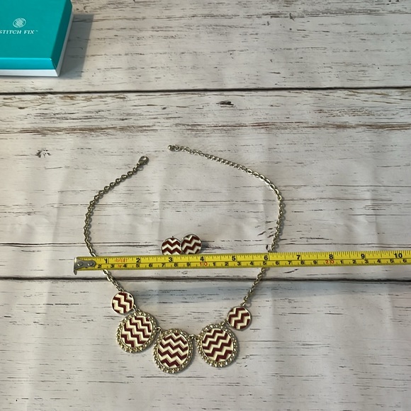 Necklace and earring set. Red and white - Picture 5 of 6